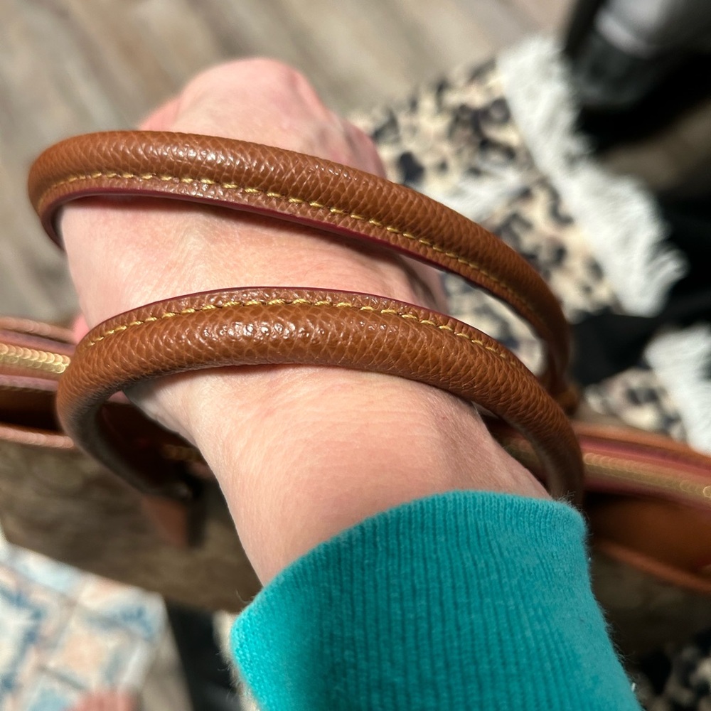 Coach❤️Signature Morgan in Khaki & Saddle Color Canvas & Leather Satchel - Picture 10 of 13